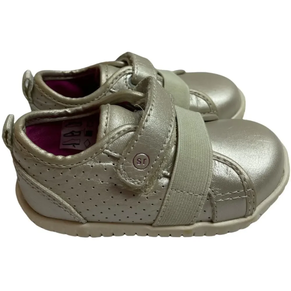 Stride Rite Memory Foam SRT Riley Beige Leather Sneakers Toddler Size 4.5